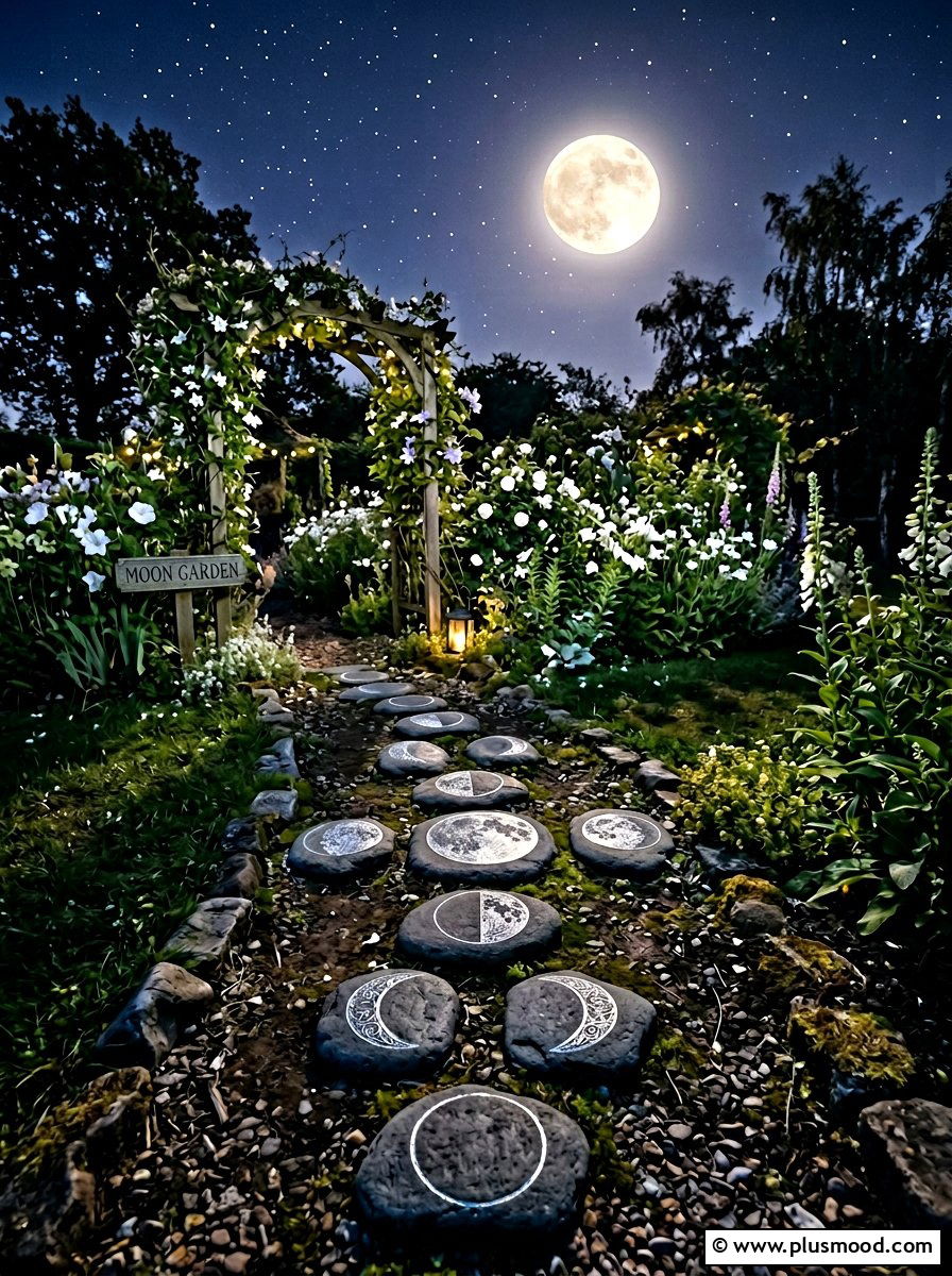 Moon phase stones - 25 painted rock ideas for stepping stones