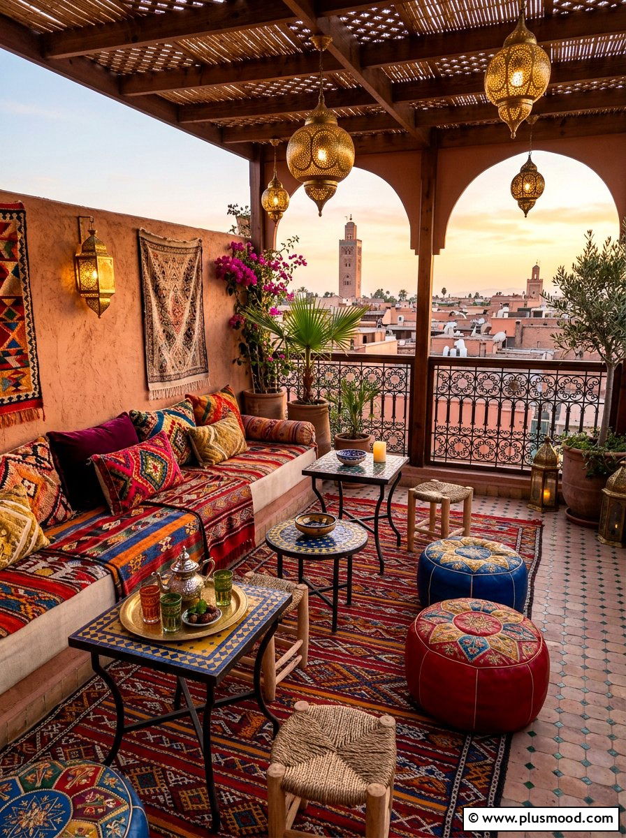 Moroccan Balcony Lounge With Rugs - 25 summer balcony lounge ideas