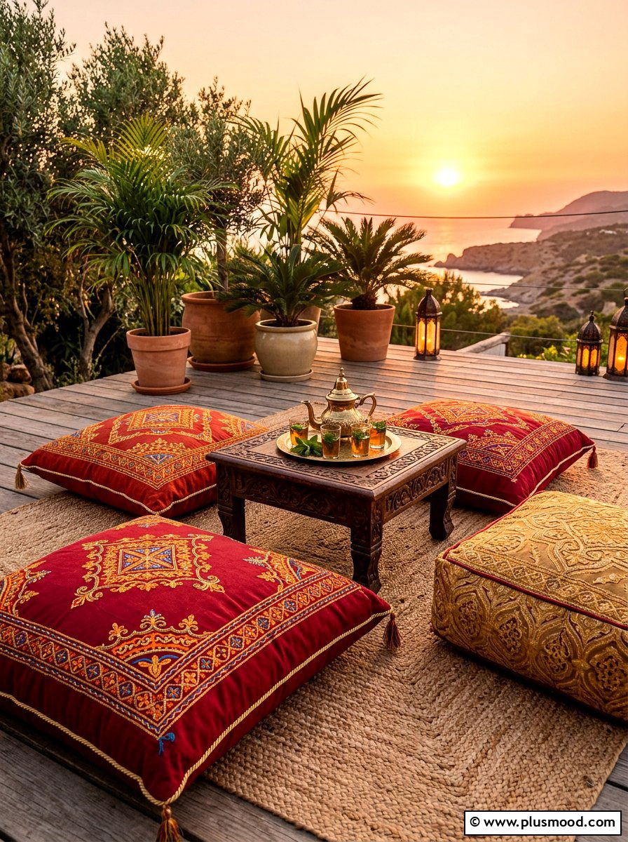 Moroccan Floor Pillows - 25 summer outdoor entertaining ideas