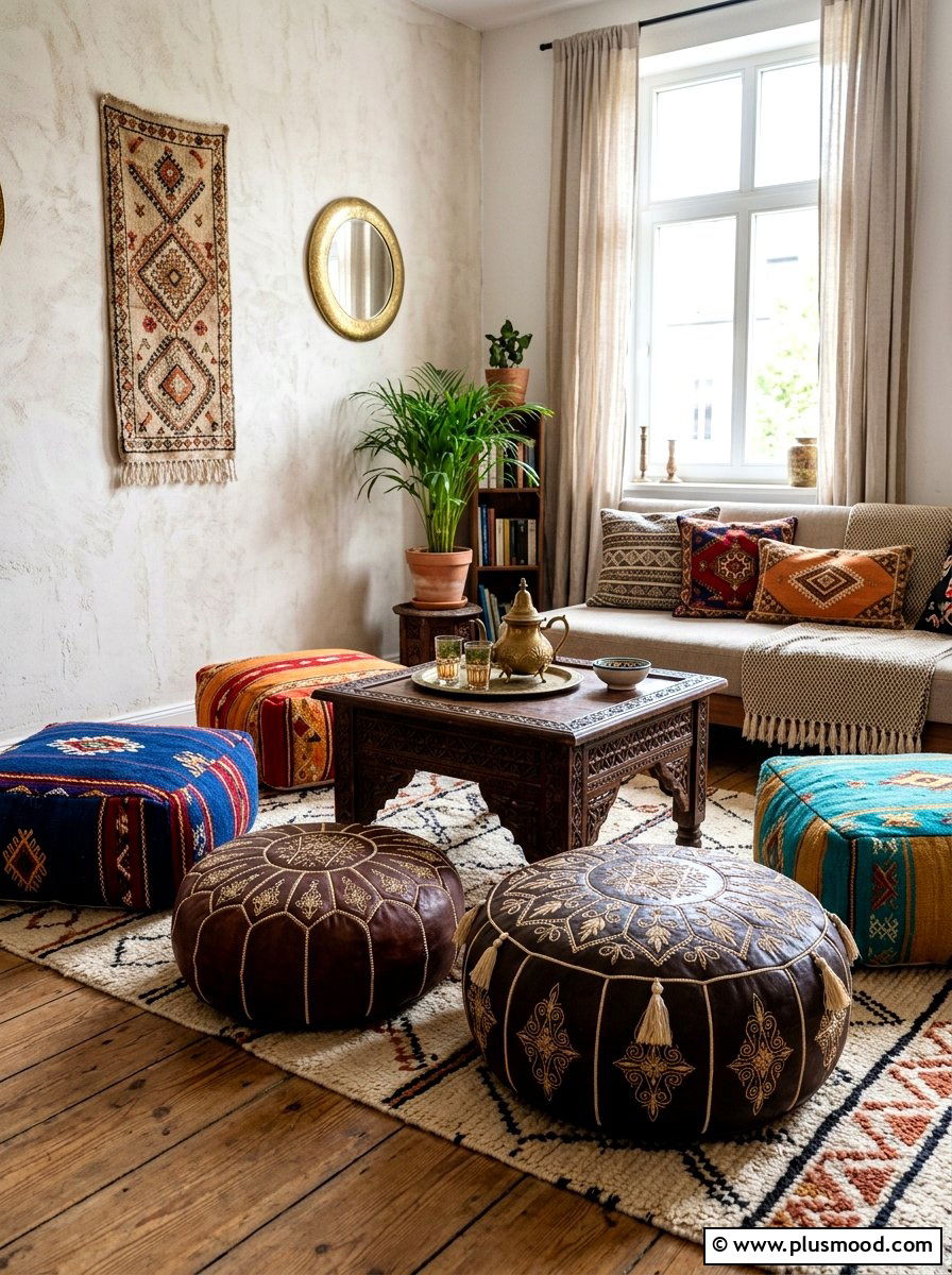 Moroccan Floor Pillows - 25 late summer boho decor ideas