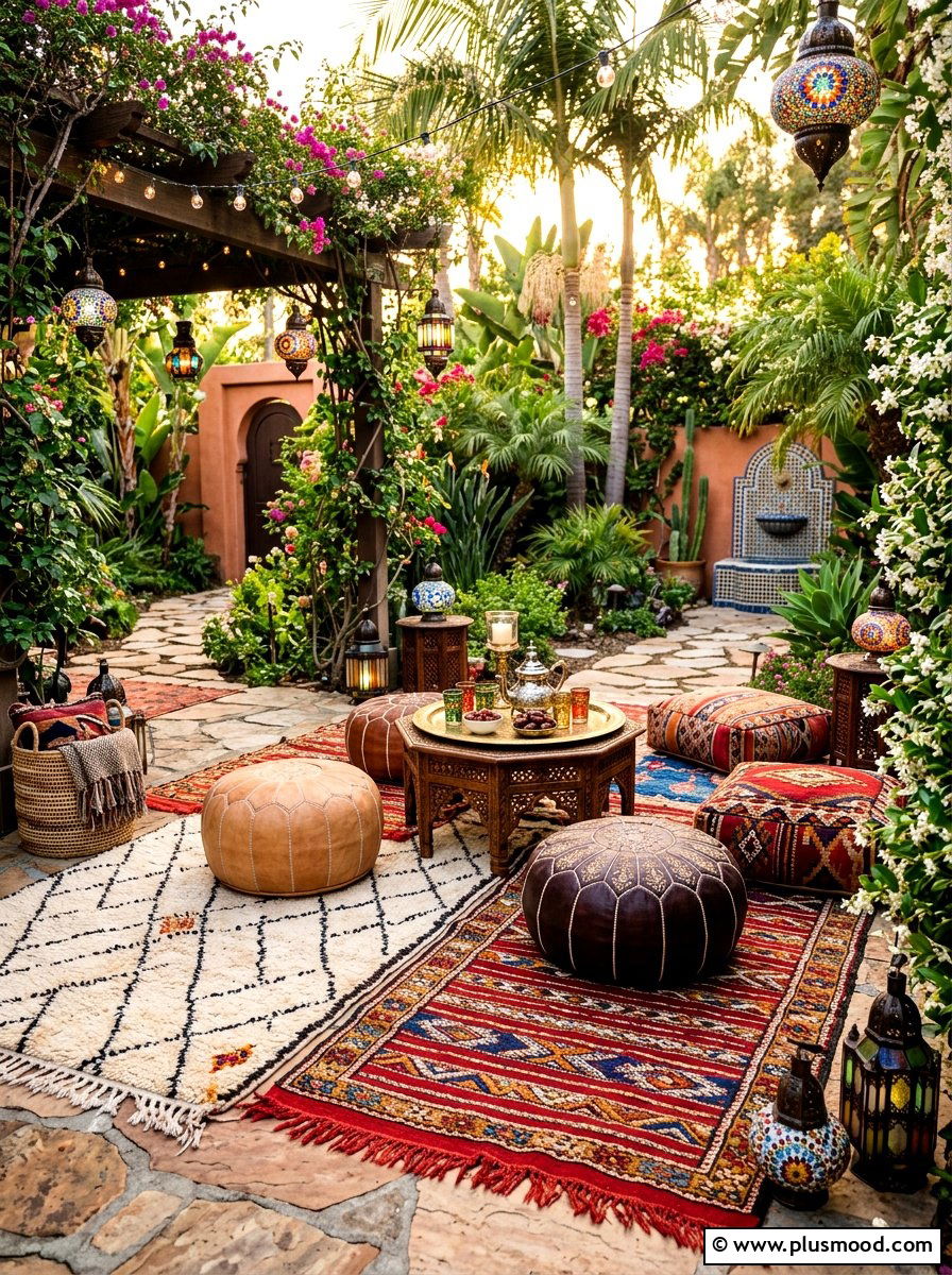 Moroccan Inspired Rug Layout - 25 summer picnic backyard ideas