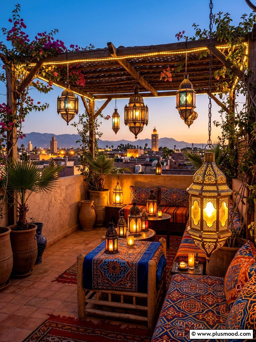 Moroccan Lantern Lighting Setup - 25 summer buffet table decor ideas
