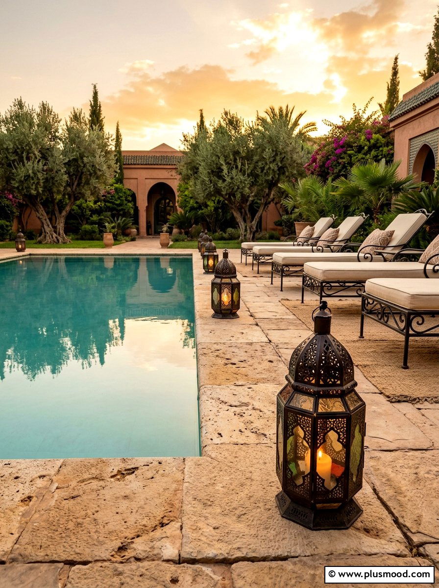 Moroccan Lanterns On Pool Edge - 25 pool landscaping ideas with lanterns