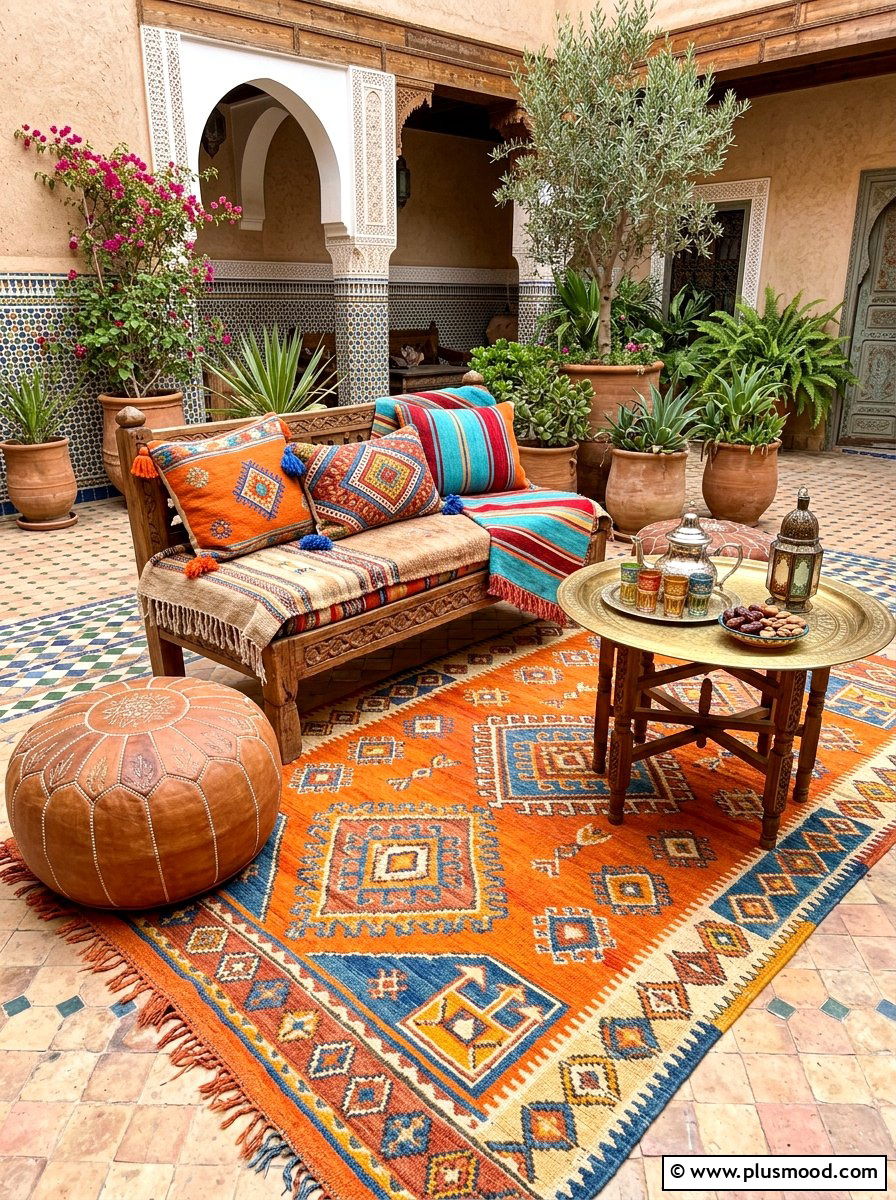 Moroccan Patterned Balcony Reading Area - 25 summer balcony reading corner ideas