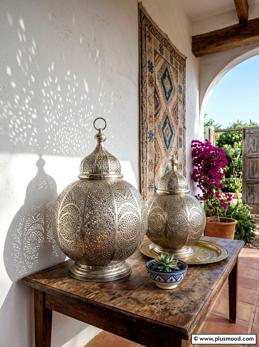Moroccan Punched Metal Porch Lantern Decor - 25 summer porch lighting curb appeal ideas