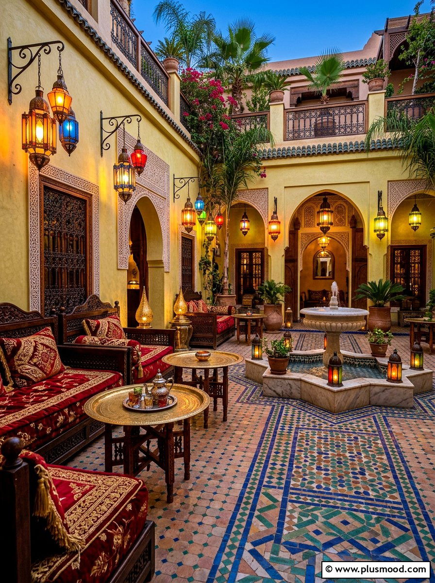 Moroccan Themed Courtyard - 25 summer outdoor lounge party ideas