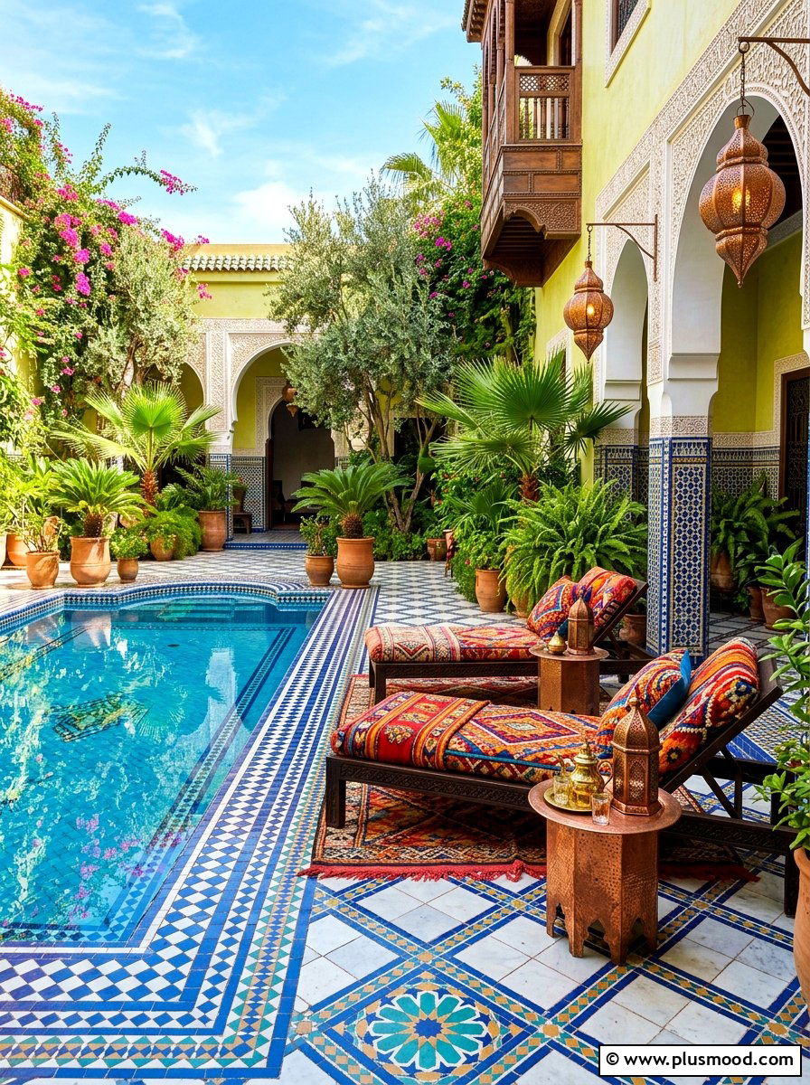 Moroccan Tiled Pool Patio - 25 summer pool patio ideas