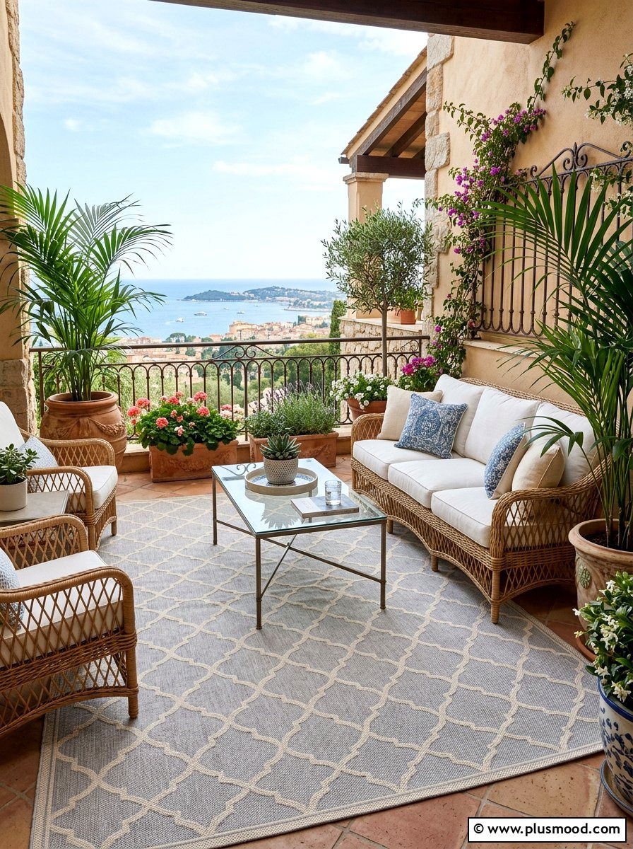 Moroccan Trellis Rug - 25 summer balcony rug ideas