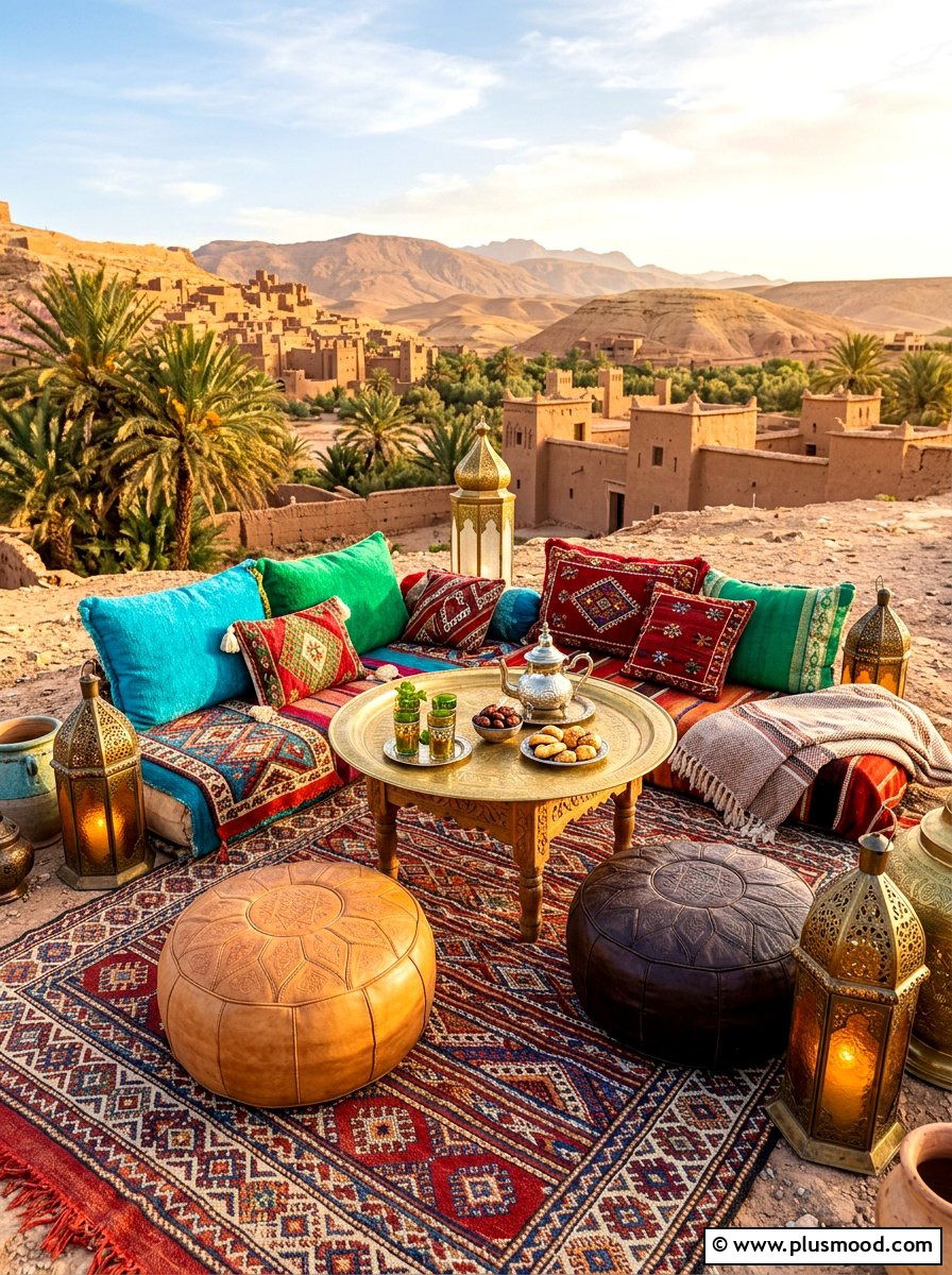 Moroccan theme floor seating - 25 summer backyard picnic ideas