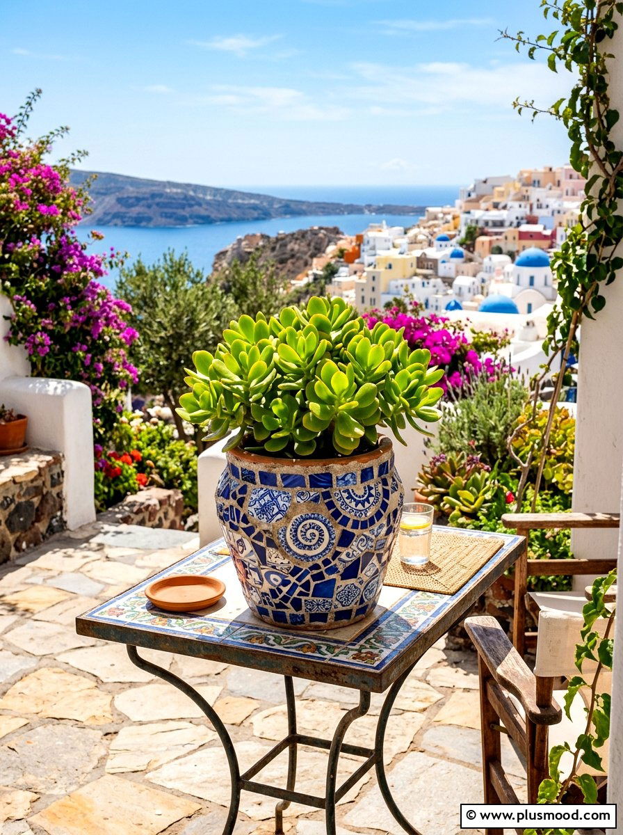 Mosaic Succulent Pot - 25 summer succulent planter ideas