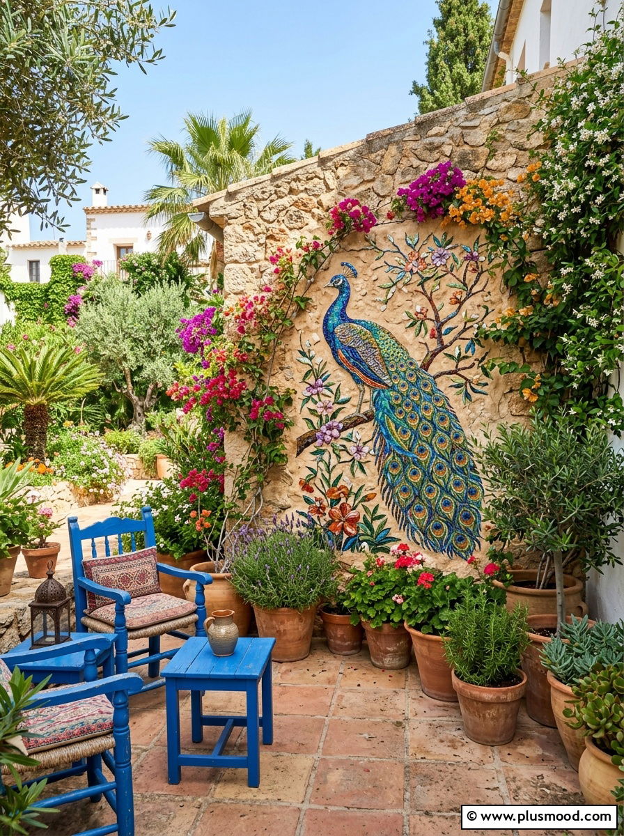 Mosaic garden wall art - 25 outdoor garden decor ideas with wall art