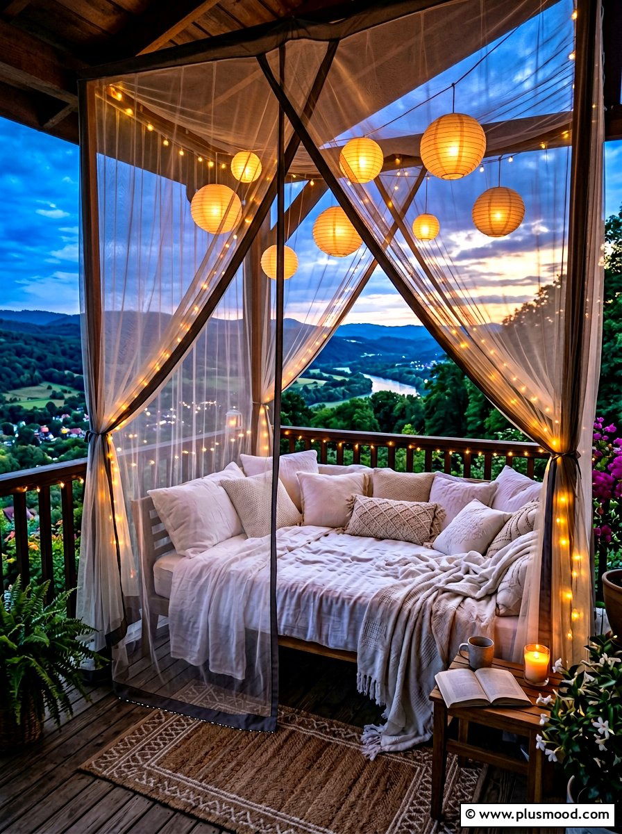 Mosquito Netting Balcony Curtains - 25 summer balcony curtain ideas