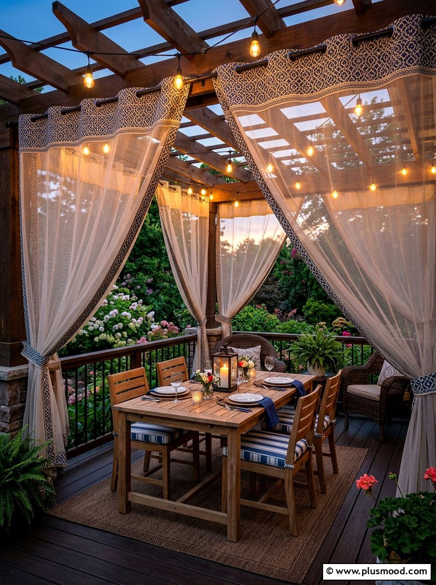 Mosquito Netting Porch Drapes - 25 summer patio ideas with outdoor curtains