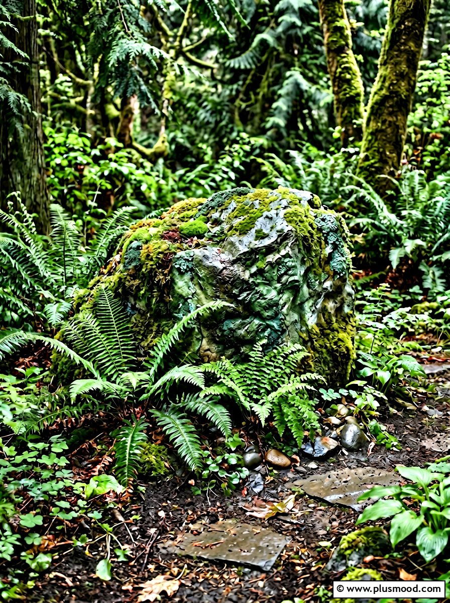 Moss Covered Rock - 25 painted rock ideas for koi pond decor