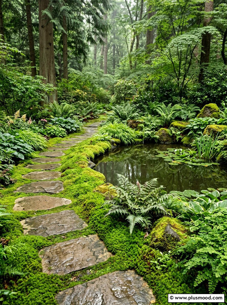 Moss Garden Pool Border - 25 pool landscaping ideas with Japanese style