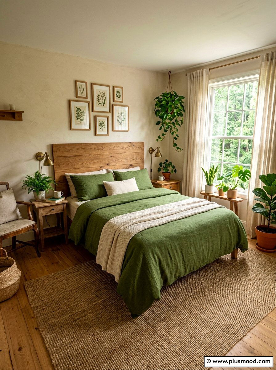Moss Green Earthy Bedding - 25 summer bedding color ideas