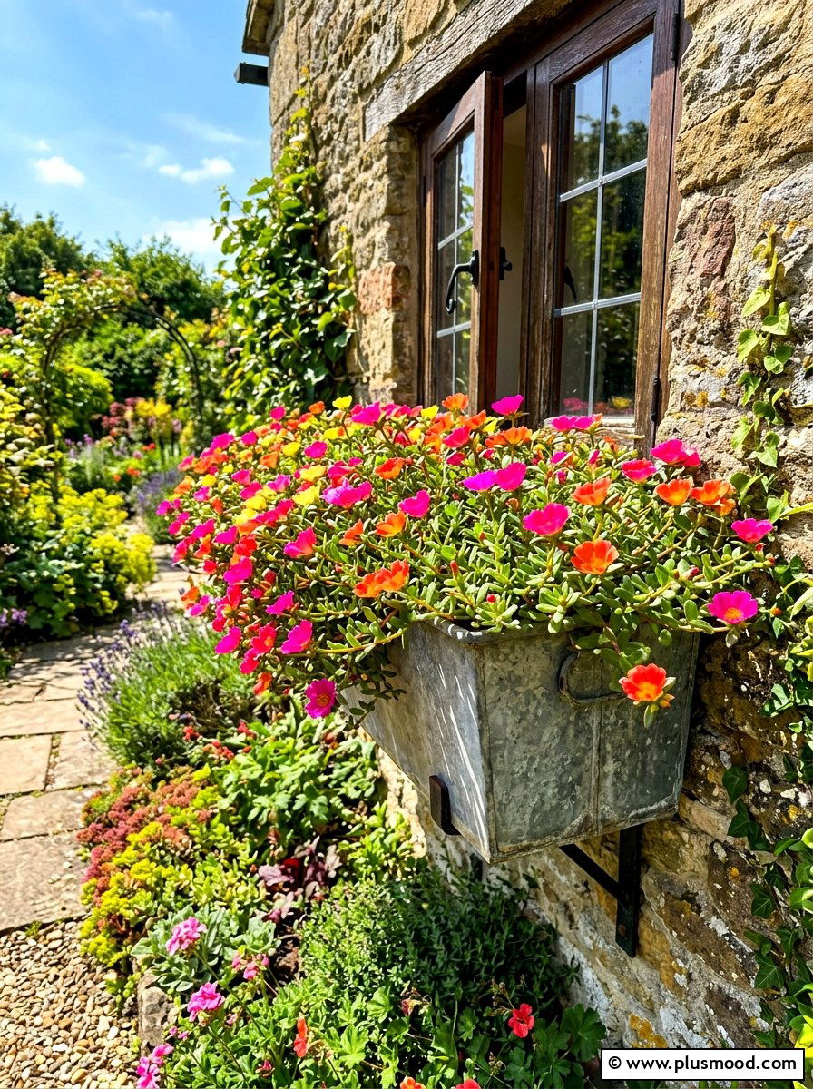 Moss Rose Window Box - 25 summer window box ideas for curb appeal