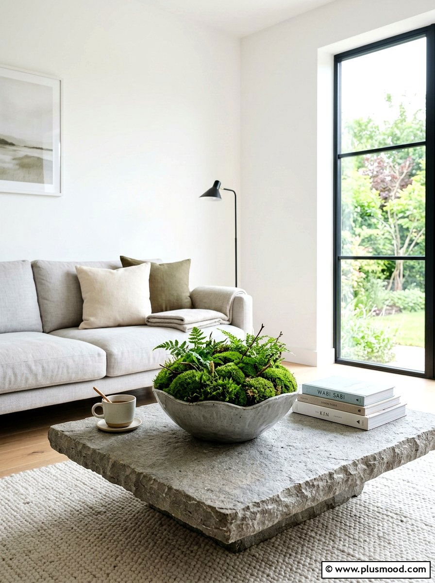 Moss bowl centerpiece - 25 summer greenery decor ideas for living room
