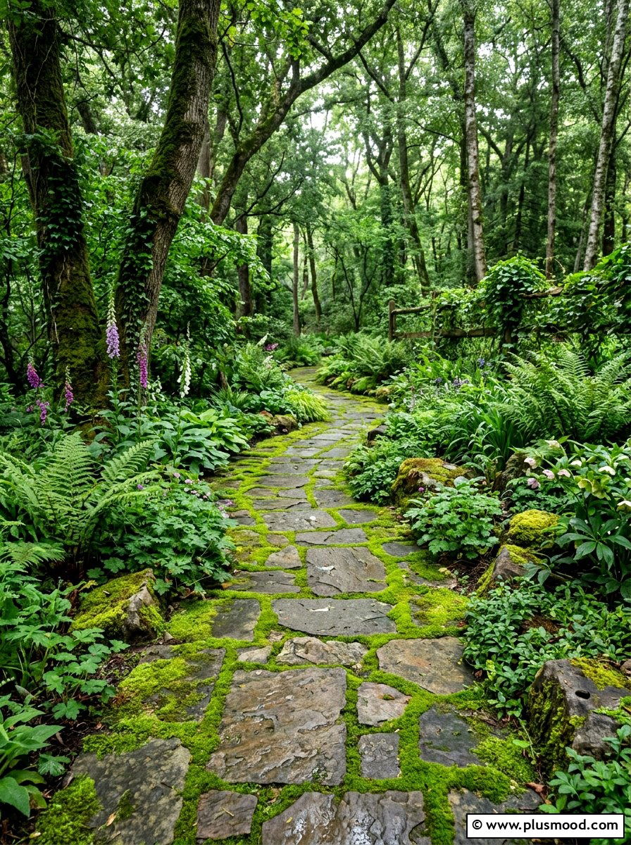 Mossy Paver Path - 25 small backyard ideas with curved path