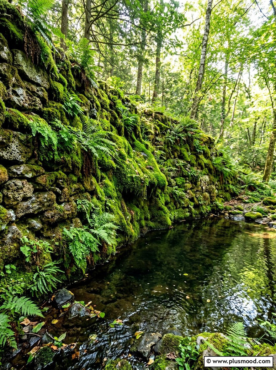 Mossy Rock Wall - 25 pool landscaping ideas with rocks
