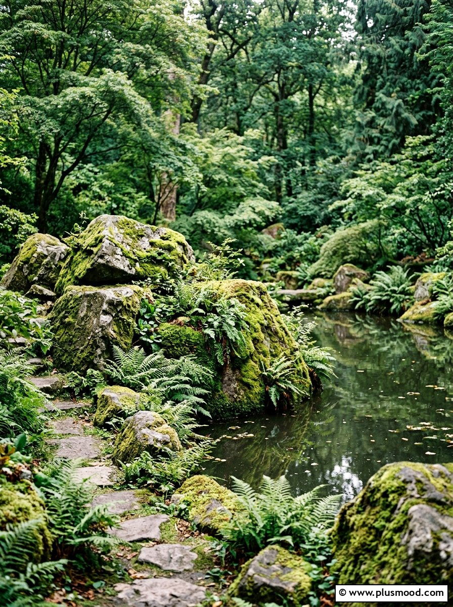 Mossy rock garden - 25 pool landscaping ideas with natural stone