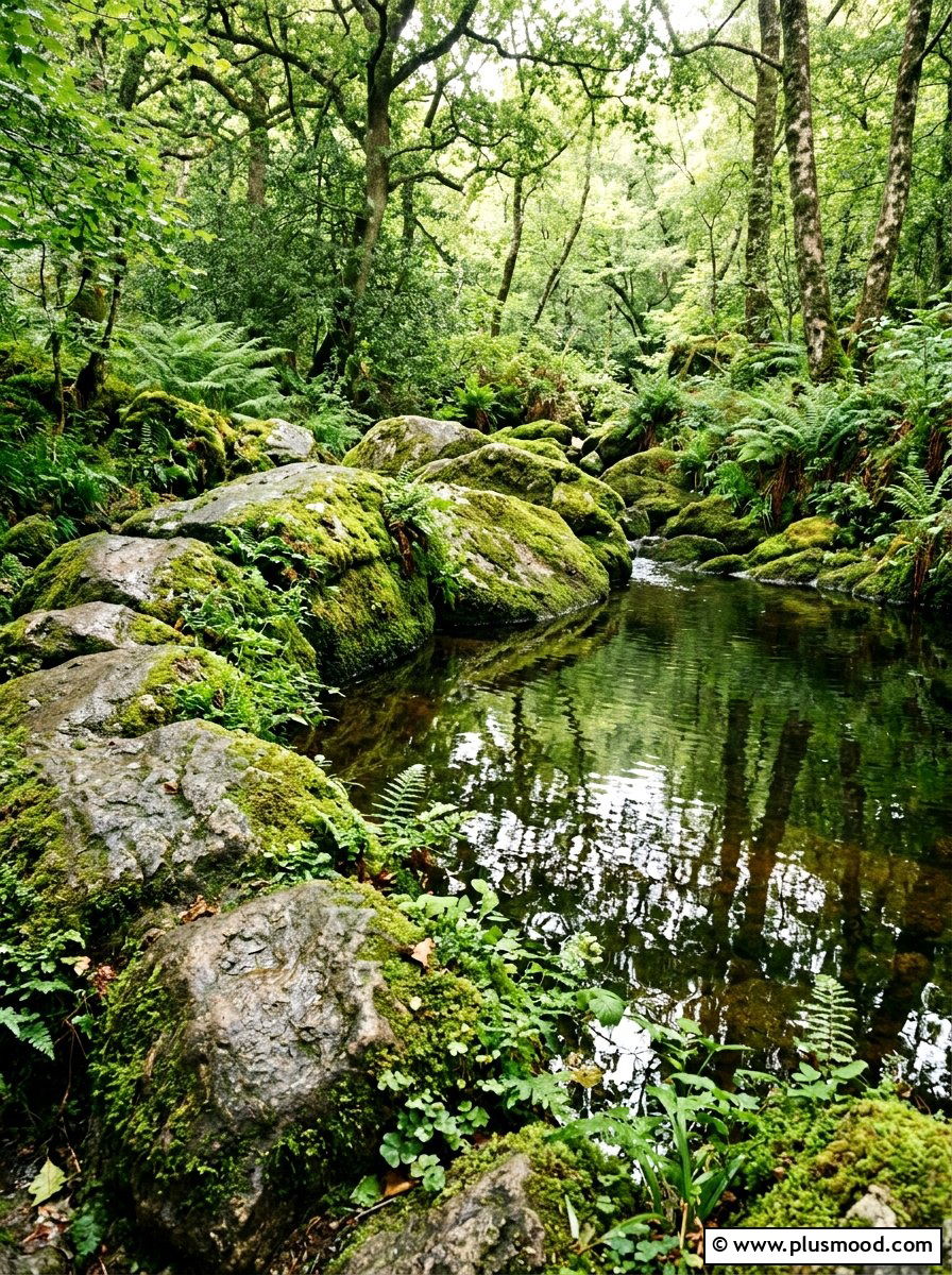 Mossy rock pool edging - 25 pool landscaping ideas for cottagecore theme