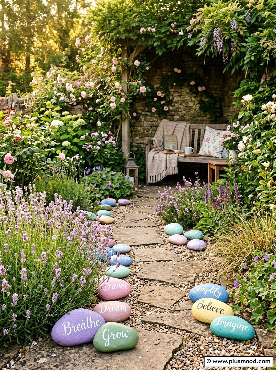 Motivational Quote Stone - 25 painted rock ideas for pathway markers