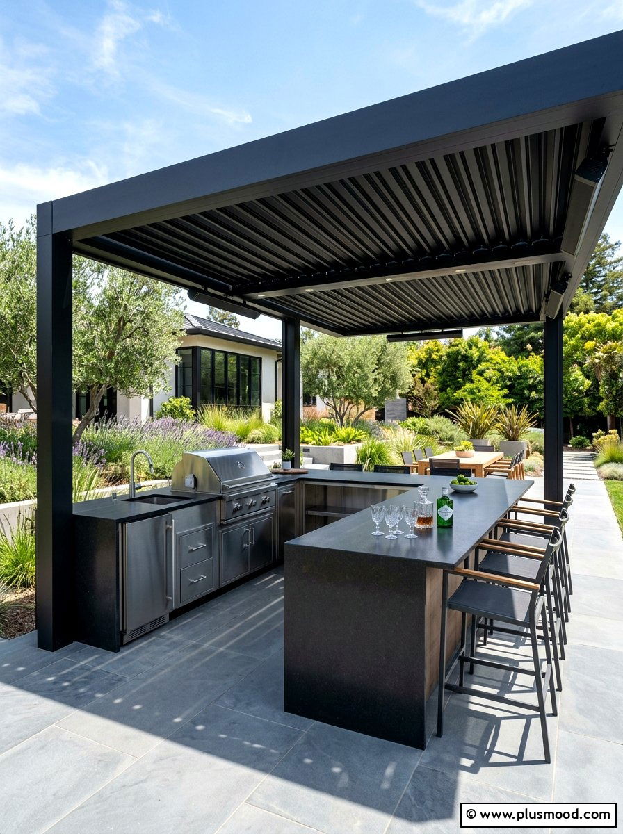 Motorized louvered pergola - 25 summer patio shade ideas