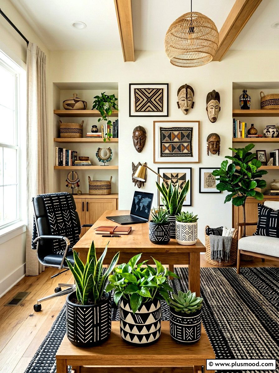 Mudcloth Pattern Planter - 25 summer boho planter ideas
