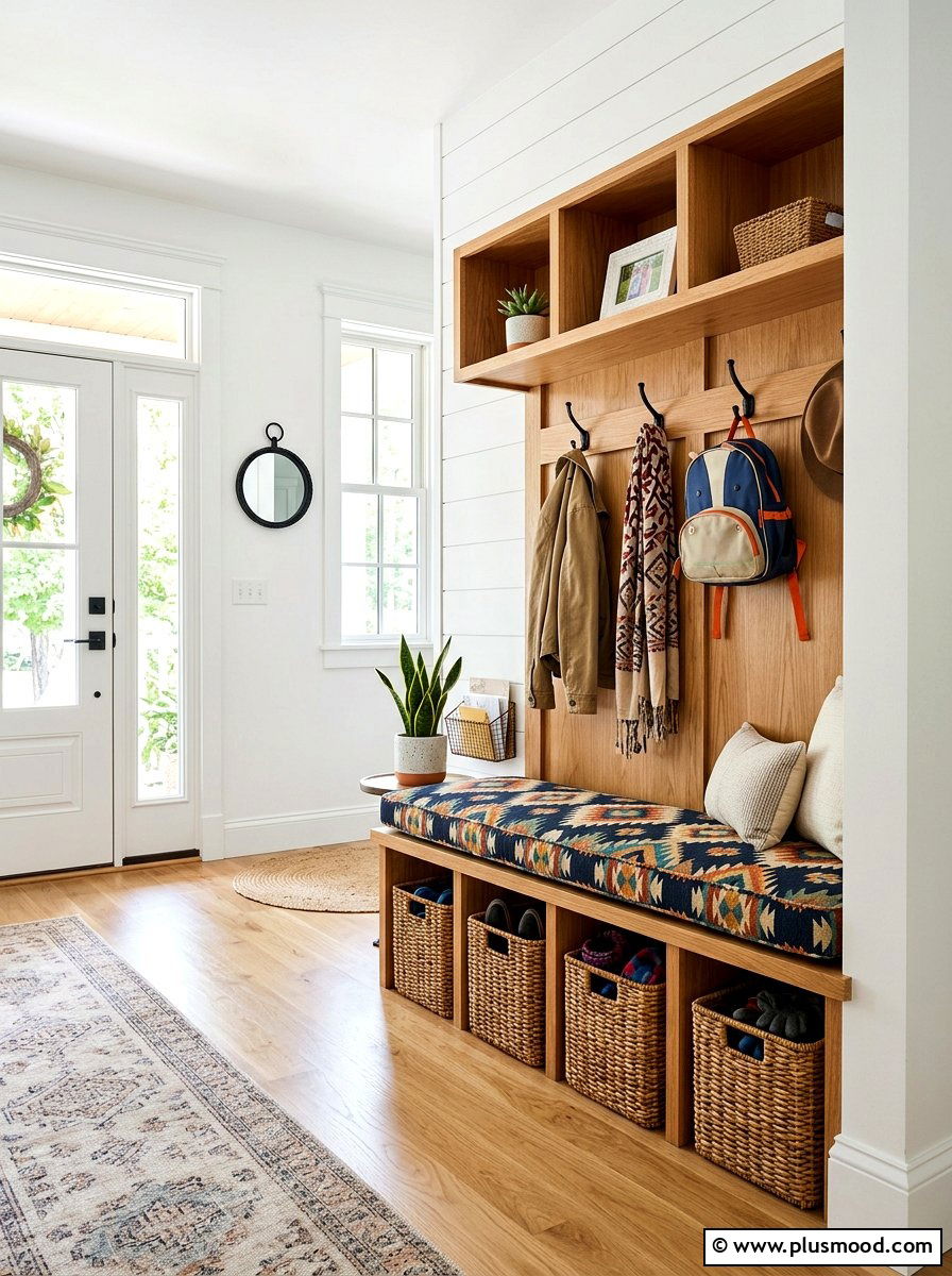 Mudroom Transition Bench - 25 late summer home decor ideas