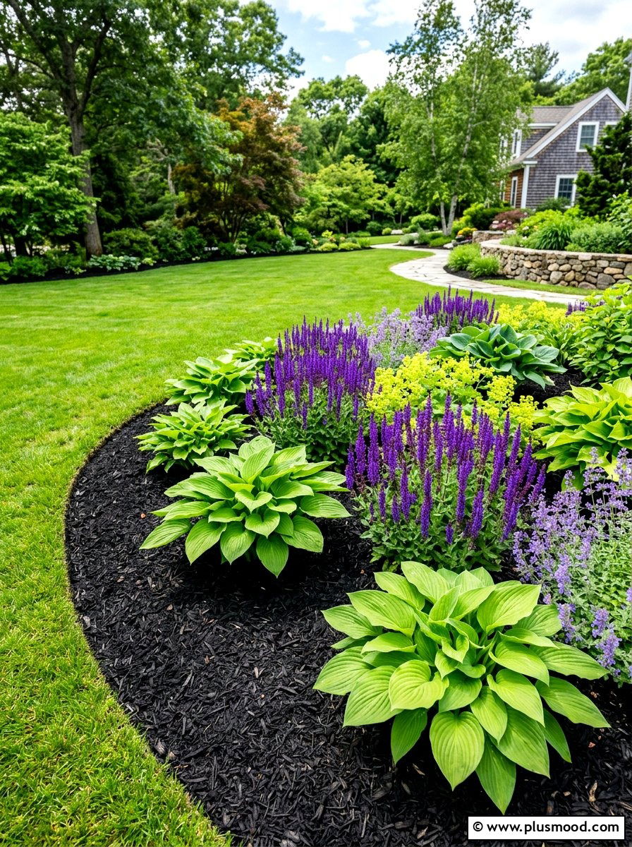 Mulched Flower Bed - 25 summer tidy front yard ideas
