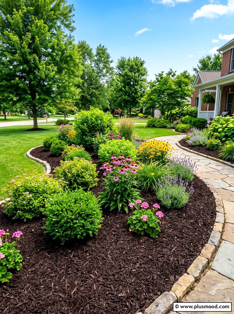 Mulched Garden Beds - 25 summer front yard makeover ideas