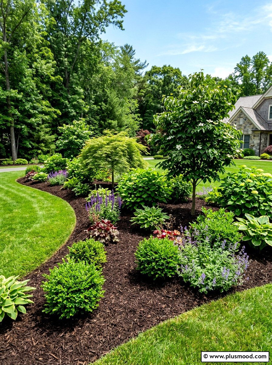 Mulched garden bed - 25 summer low maintenance landscaping ideas