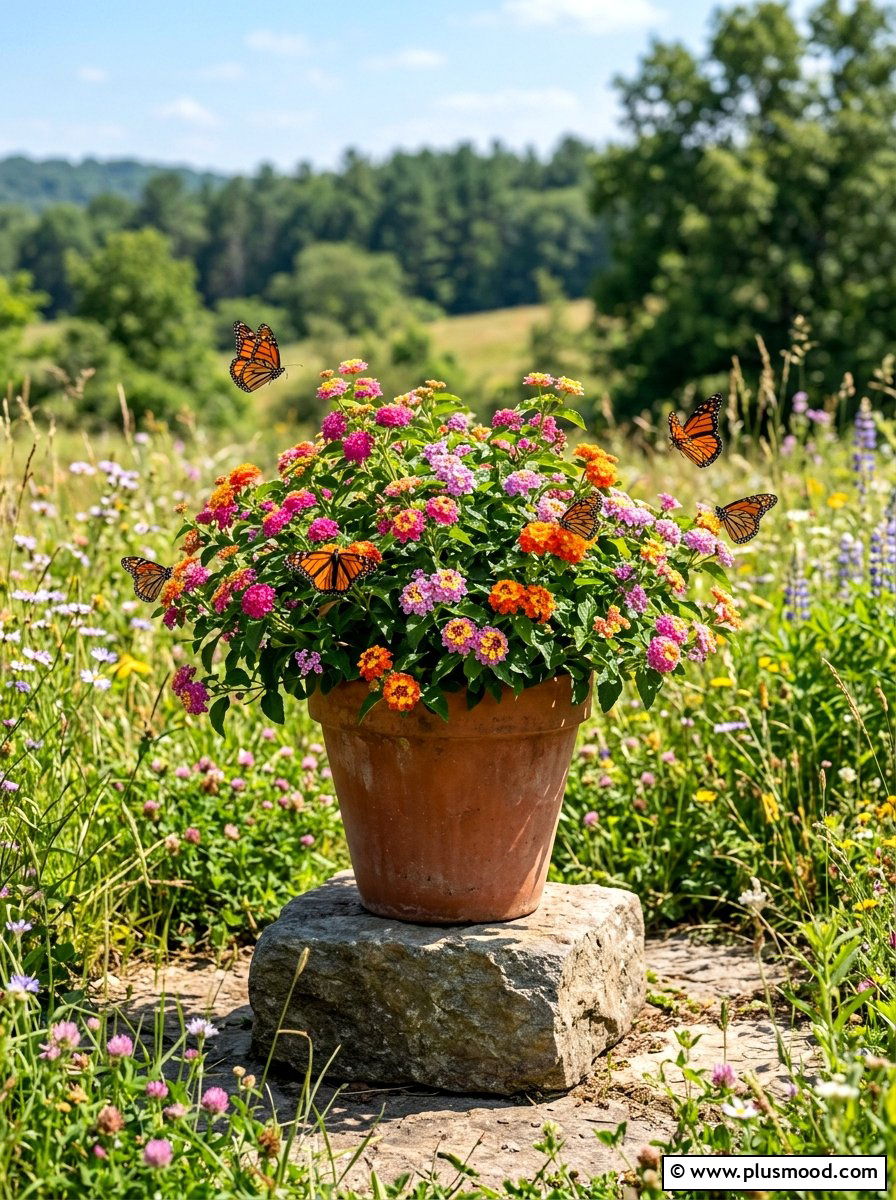 Multi Color Lantana Butterfly Garden Pot - 25 summer planters with lantana ideas