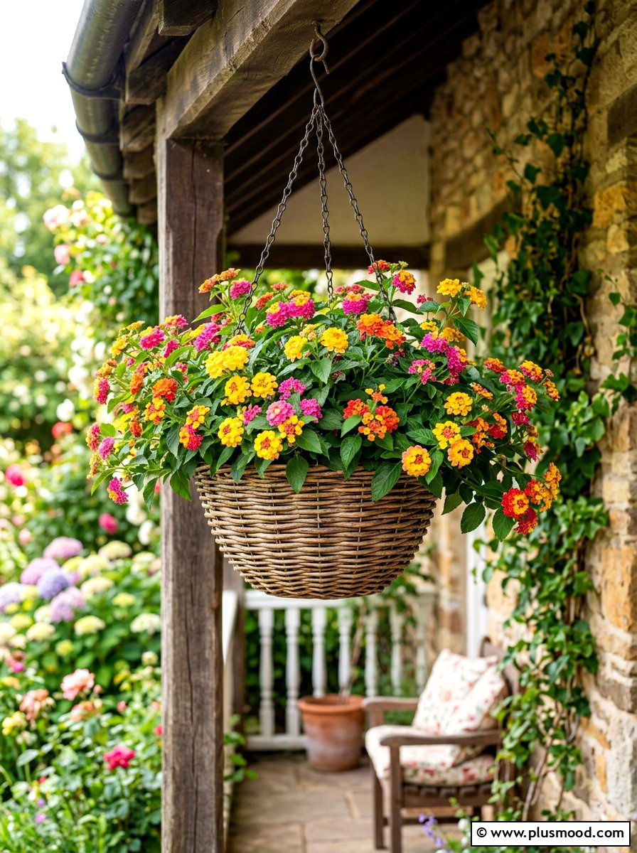 Multi Color Lantana Pot - 25 late summer porch planter ideas