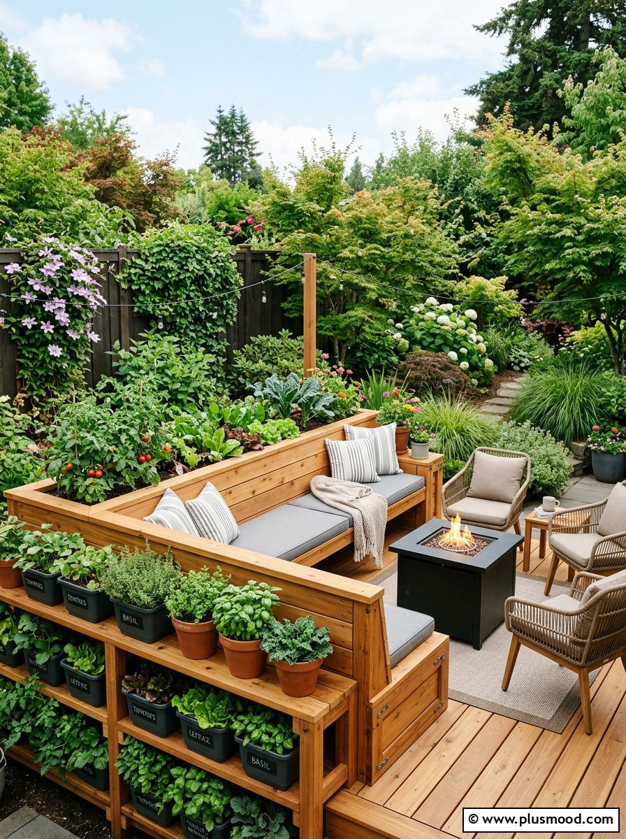 Multi Level Bench For Vegetable Tubs - 25 outdoor garden decor ideas with vegetable display