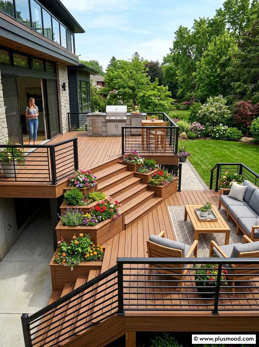 Multi Level Deck - 25 summer backyard ideas for large yards