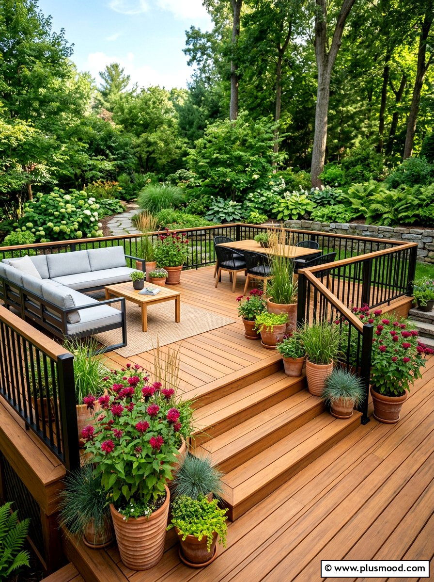 Multi Level Deck Planters - 25 small backyard ideas with butterfly garden