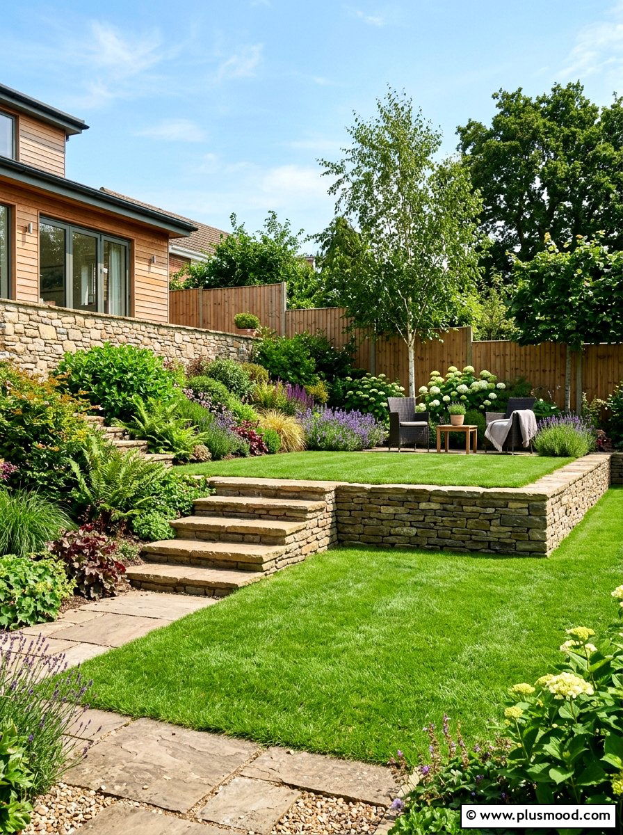 Multi Level Grass Terrace - 25 small backyard ideas with grass