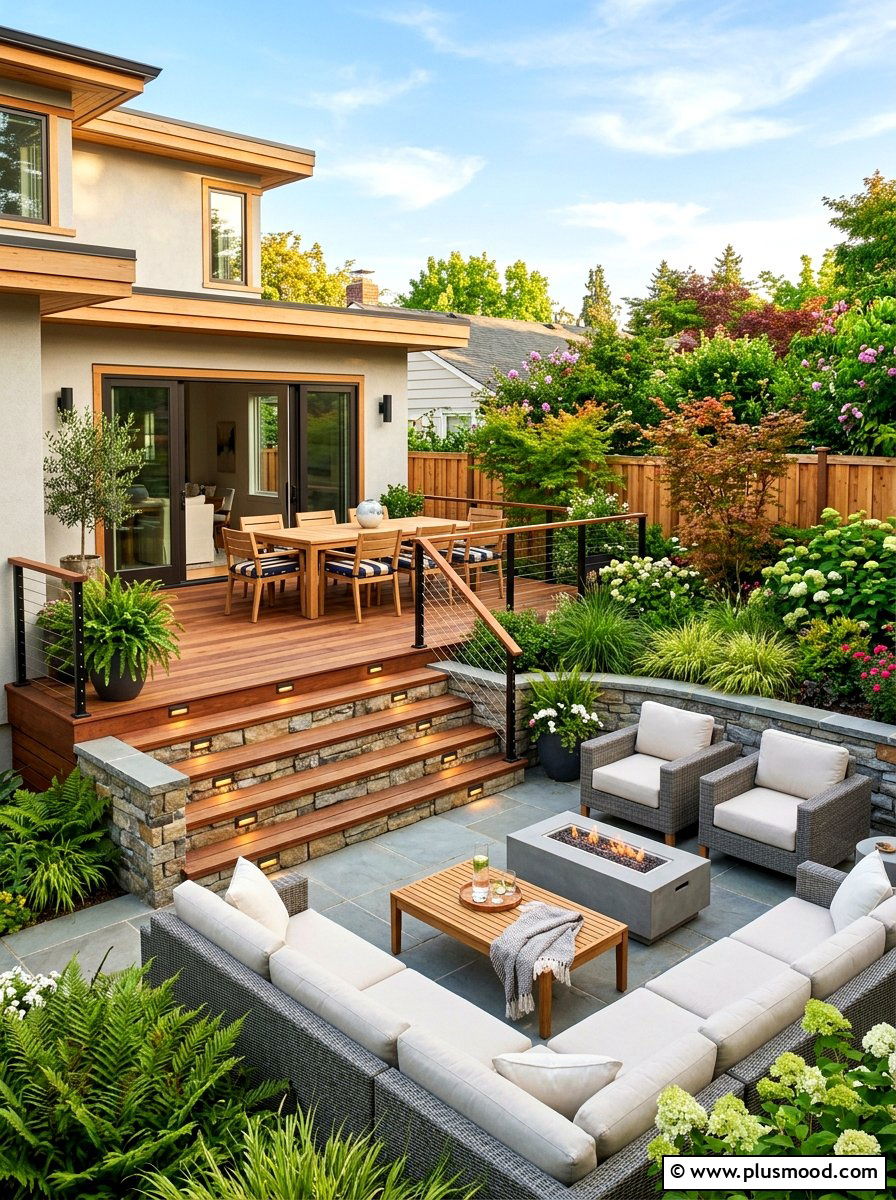 Multi Level Patio - 25 summer uncovered patio ideas