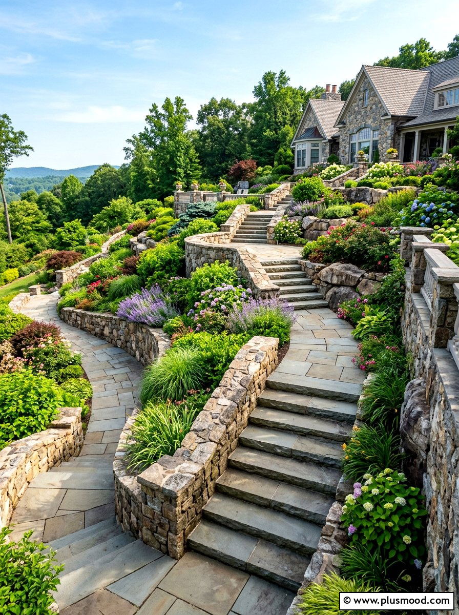 Multi Level Stone Walkway - 25 summer walkway landscaping ideas