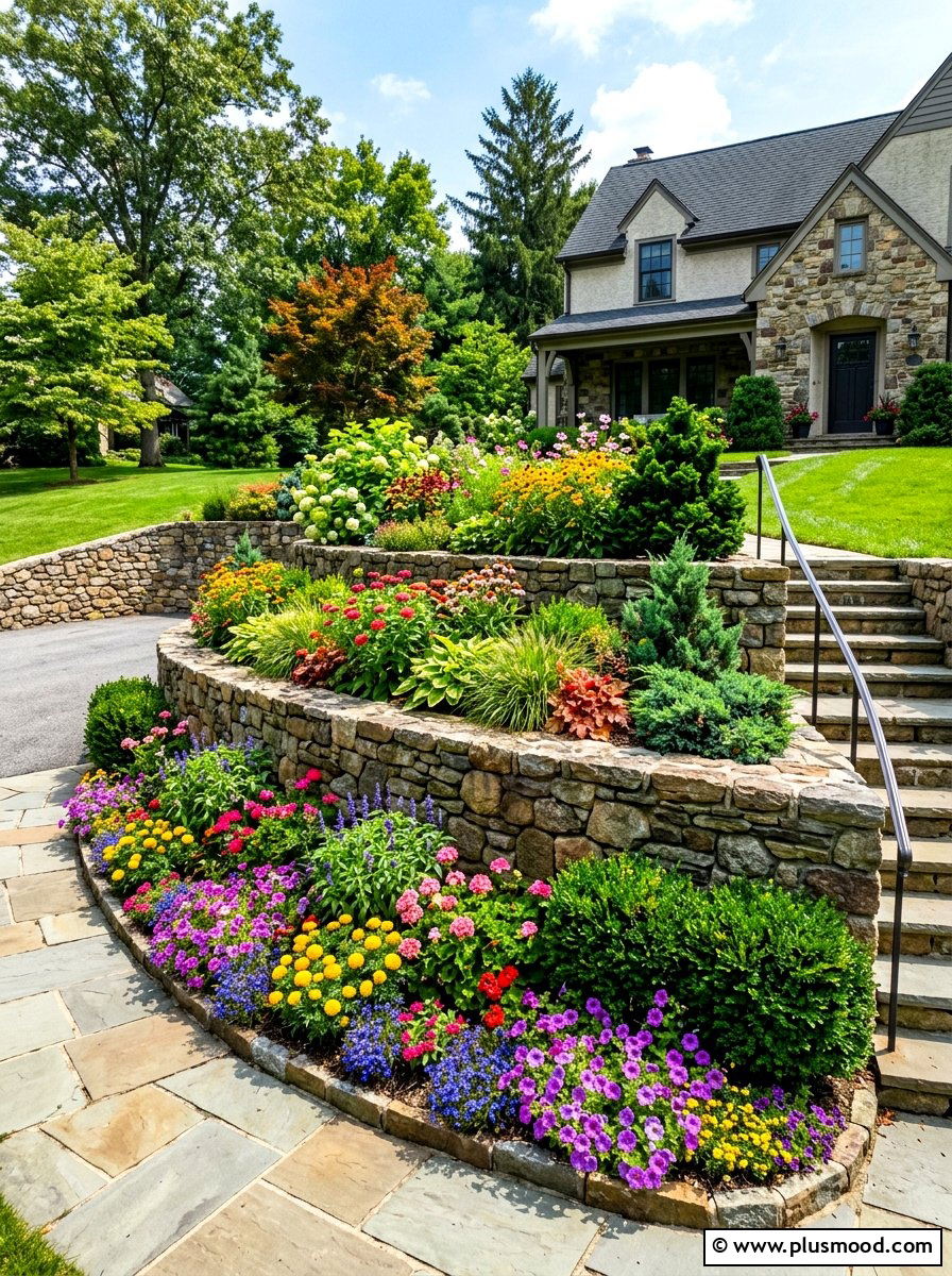 Multi Level Terrace Planting - 25 summer front yard garden ideas
