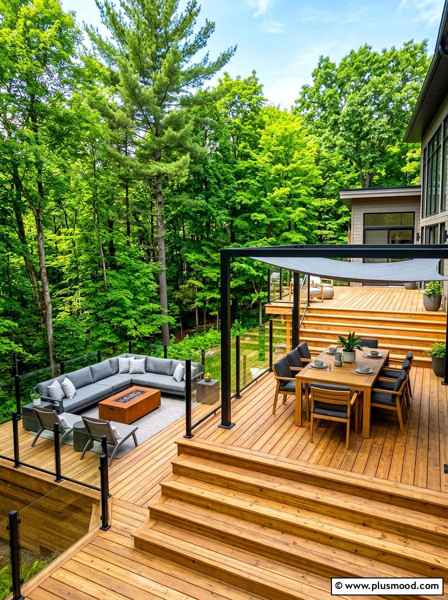 Multi Level Wood Deck - 25 summer backyard deck ideas