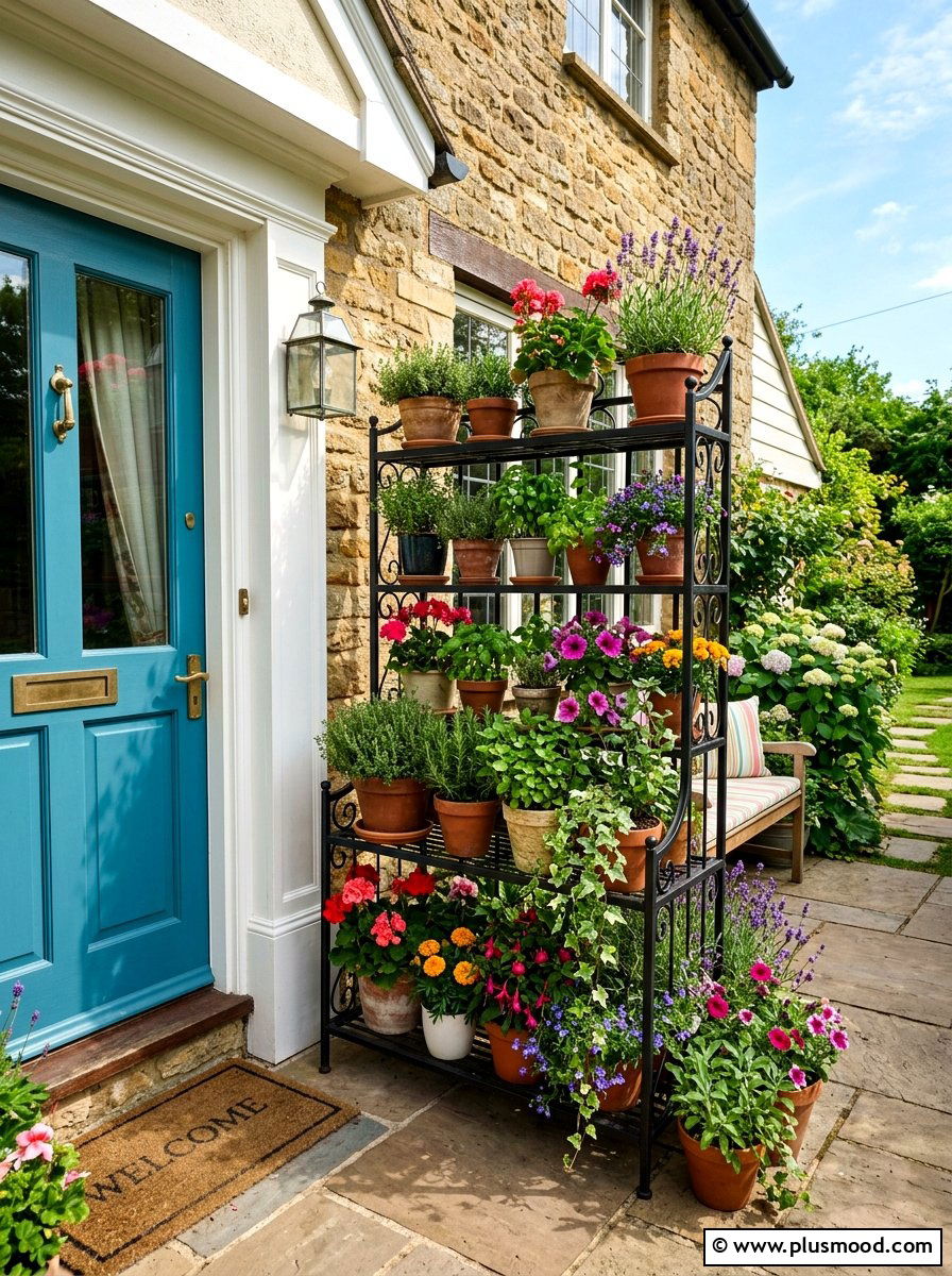 Multi Tiered Plant Stand - 25 summer front porch landscaping ideas