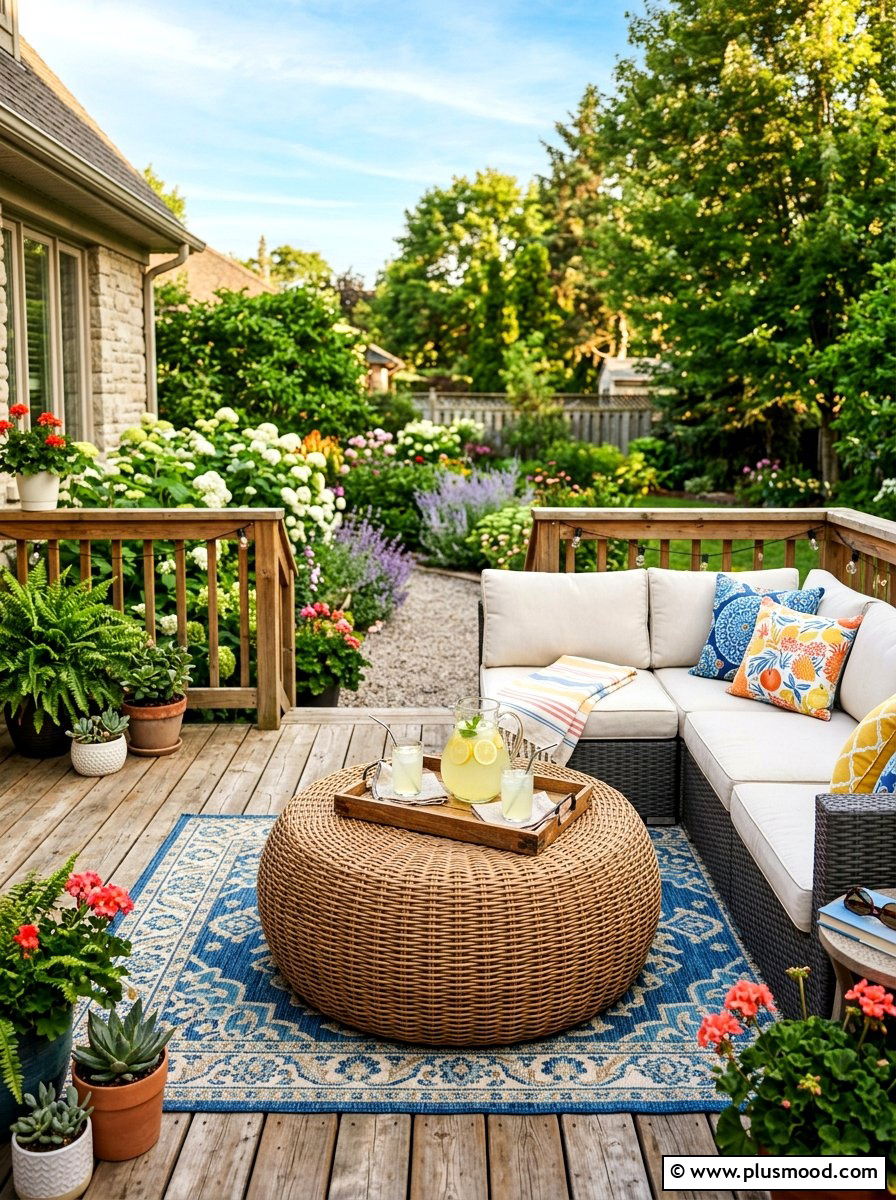 Multi functional Deck Ottoman - 25 summer small deck ideas for summer