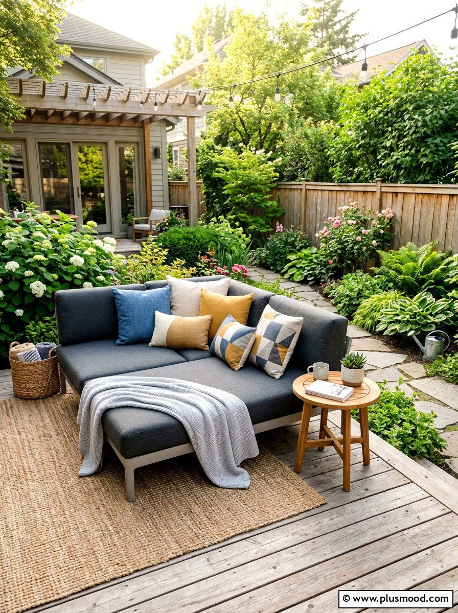 Multi functional Small Outdoor Lounge - 25 small backyard ideas with outdoor sofa
