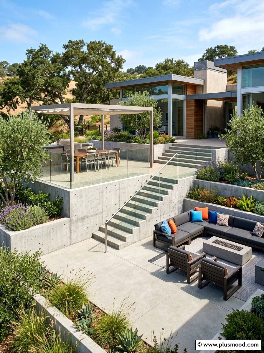 Multi level concrete patio - 25 summer concrete patio ideas for summer