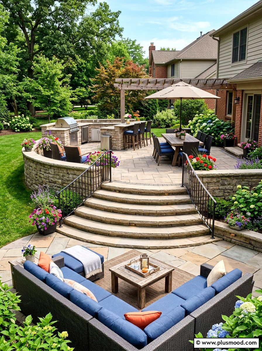 Multi level paver patio - 25 summer paver patio ideas