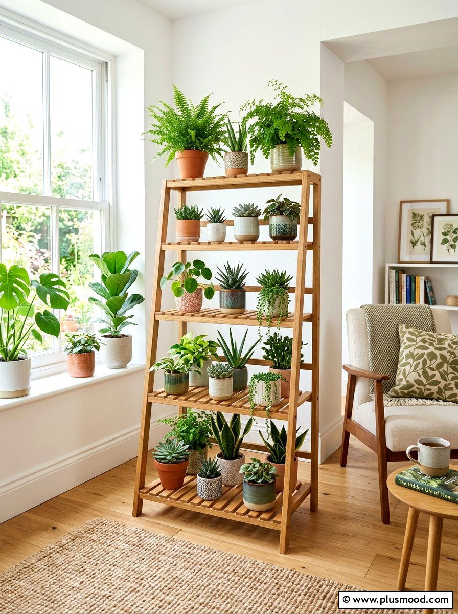 Multi level plant stand - 25 summer greenery decor ideas for living room