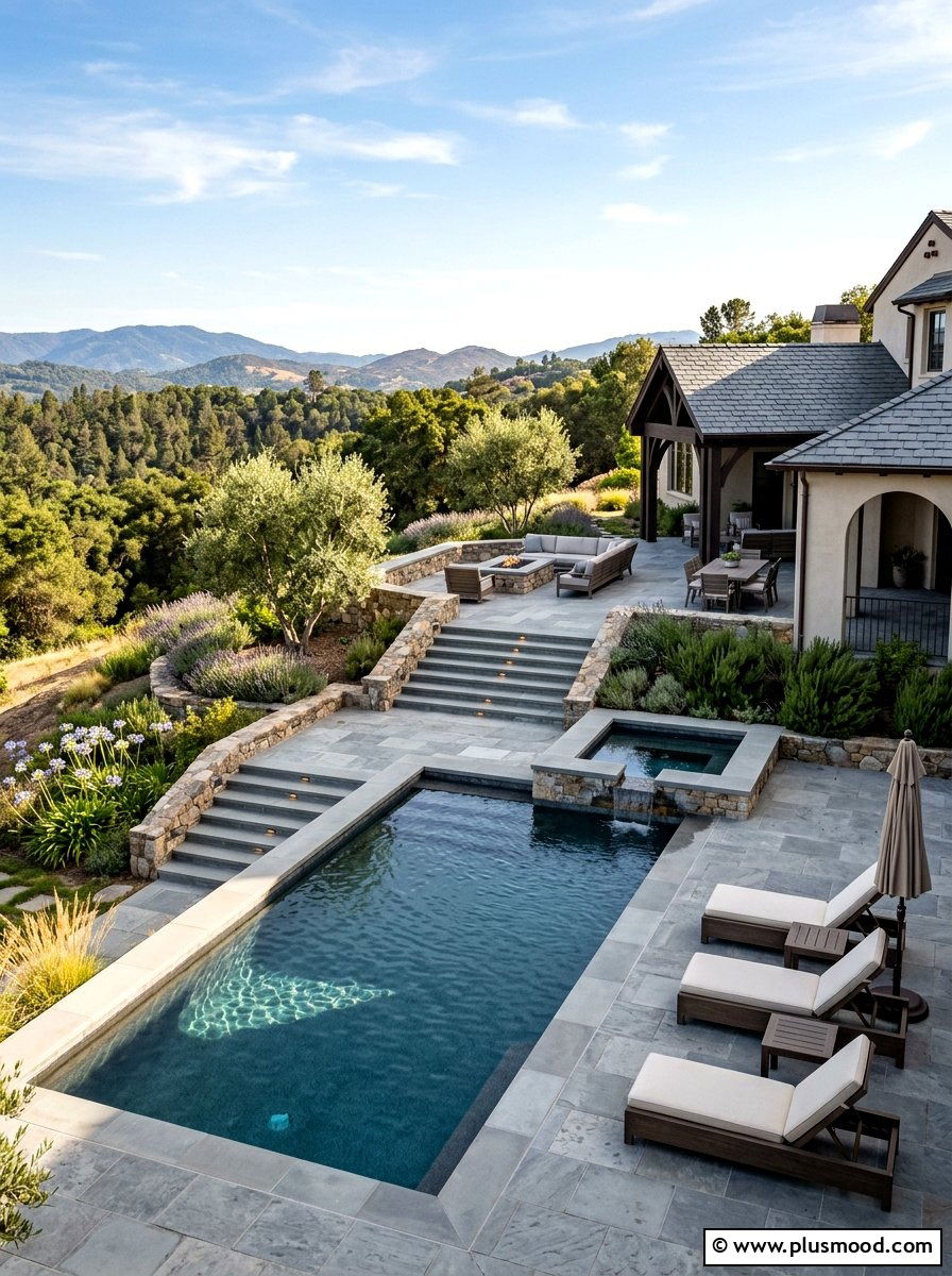 Multi level pool patio - 25 pool landscaping ideas with pavers